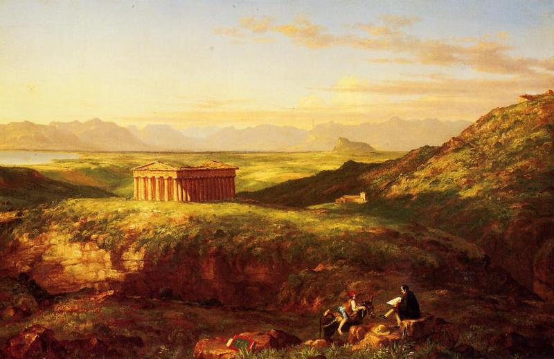 Thomas Cole Temple of Segesta with the Artist  Sketching Sweden oil painting art